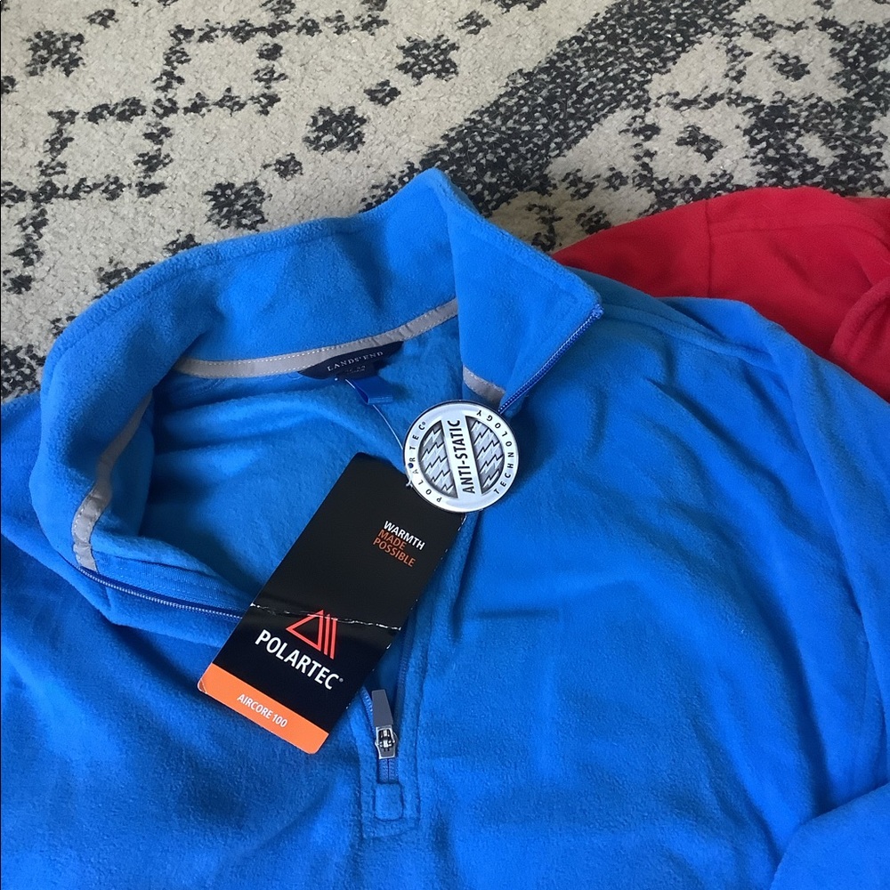 2 Lands End Polartec Aircore 100 Half Zip Jacket